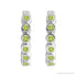 Sapphire Row Natural Gemstone Bezel Huggie Earrings - Peridot, 14K White Gold, 15 mm (view 2)
