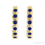 Sapphire Row Natural Gemstone Bezel Huggie Earrings - Blue Sapphire, 14K Yellow Gold, 15 mm (view 2)