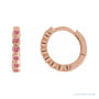 Sapphire Row Natural Gemstone Bezel Huggie Earrings - Pink Tourmaline, 14K Rose Gold, 15 mm