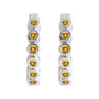 Sapphire Row Natural Gemstone Bezel Huggie Earrings - Citrine, Platinum, 15 mm (view 2)