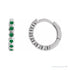 Sapphire Row Natural Gemstone Bezel Huggie Earrings - Emerald, Platinum, 15 mm