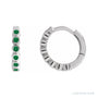 Sapphire Row Natural Gemstone Bezel Huggie Earrings - Emerald, Platinum, 15 mm