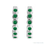 Sapphire Row Natural Gemstone Bezel Huggie Earrings - Emerald, Platinum, 15 mm (view 2)