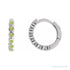 Sapphire Row Natural Gemstone Bezel Huggie Earrings - Peridot, Platinum, 15 mm
