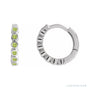 Sapphire Row Natural Gemstone Bezel Huggie Earrings - Peridot, Platinum, 15 mm