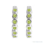 Sapphire Row Natural Gemstone Bezel Huggie Earrings - Peridot, Platinum, 15 mm (view 2)