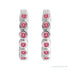Sapphire Row Natural Gemstone Bezel Huggie Earrings - Pink Tourmaline, 14K White Gold, 15 mm (view 2)