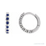 Sapphire Row Natural Gemstone Bezel Huggie Earrings - Blue Sapphire, 14K White Gold, 15 mm