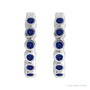 Sapphire Row Natural Gemstone Bezel Huggie Earrings - Blue Sapphire, 14K White Gold, 15 mm (view 2)