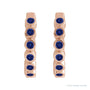 Sapphire Row Natural Gemstone Bezel Huggie Earrings - Blue Sapphire, 14K Rose Gold, 15 mm (view 2)