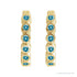 Sapphire Row Natural Gemstone Bezel Huggie Earrings - Blue Zircon, 14K Yellow Gold, 15 mm (view 2)