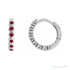 Sapphire Row Natural Gemstone Bezel Huggie Earrings - Mozambique Garnet, 14K White Gold, 15 mm