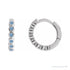 Sapphire Row Natural Gemstone Bezel Huggie Earrings - Aquamarine, Platinum, 15 mm