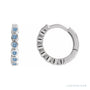 Sapphire Row Natural Gemstone Bezel Huggie Earrings - Aquamarine, Platinum, 15 mm