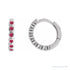 Sapphire Row Natural Gemstone Bezel Huggie Earrings - Ruby, 14K White Gold, 15 mm