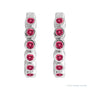 Sapphire Row Natural Gemstone Bezel Huggie Earrings - Ruby, 14K White Gold, 15 mm (view 2)