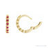 Sapphire Row Lab-Grown Gemstone Bezel Huggie Earrings - Ruby, 14K Yellow Gold, 15 mm (view 3)