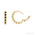 Sapphire Row Lab-Grown Gemstone Bezel Huggie Earrings - Blue Sapphire, 14K Yellow Gold, 15 mm (view 3)