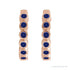 Sapphire Row Lab-Grown Gemstone Bezel Huggie Earrings - Blue Sapphire, 14K Rose Gold, 15 mm (view 2)