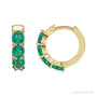 Sapphire Row Lab-Grown Gemstone Round Huggie Earrings - Emerald, 14K Yellow Gold