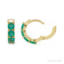 Sapphire Row Lab-Grown Gemstone Round Huggie Earrings - Emerald, 14K Yellow Gold (view 3)