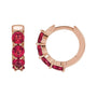 Sapphire Row Lab-Grown Gemstone Round Huggie Earrings - Ruby, 14K Rose Gold