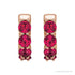 Sapphire Row Lab-Grown Gemstone Round Huggie Earrings - Ruby, 14K Rose Gold (view 2)
