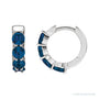 Sapphire Row Lab-Grown Gemstone Round Huggie Earrings - Blue Sapphire, Platinum