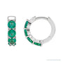 Sapphire Row Lab-Grown Gemstone Round Huggie Earrings - Emerald, 14K White Gold