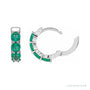Sapphire Row Lab-Grown Gemstone Round Huggie Earrings - Emerald, Platinum (view 3)
