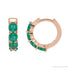 Sapphire Row Lab-Grown Gemstone Round Huggie Earrings - Emerald, 14K Rose Gold