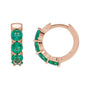 Sapphire Row Lab-Grown Gemstone Round Huggie Earrings - Emerald, 14K Rose Gold