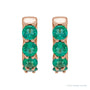 Sapphire Row Lab-Grown Gemstone Round Huggie Earrings - Emerald, 14K Rose Gold (view 2)