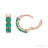 Sapphire Row Lab-Grown Gemstone Round Huggie Earrings - Emerald, 14K Rose Gold (view 3)