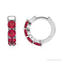 Sapphire Row Lab-Grown Gemstone Round Huggie Earrings - Ruby, 14K White Gold