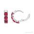 Sapphire Row Lab-Grown Gemstone Round Huggie Earrings - Ruby, 14K White Gold (view 3)