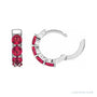 Sapphire Row Lab-Grown Gemstone Round Huggie Earrings - Ruby, 14K White Gold (view 3)