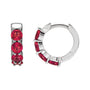 Sapphire Row Lab-Grown Gemstone Round Huggie Earrings - Ruby, Platinum