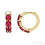 Sapphire Row Lab-Grown Gemstone Round Huggie Earrings - Ruby, 14K Yellow Gold