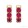 Sapphire Row Lab-Grown Gemstone Round Huggie Earrings - Ruby, 14K Yellow Gold (view 2)