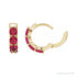 Sapphire Row Lab-Grown Gemstone Round Huggie Earrings - Ruby, 14K Yellow Gold (view 3)