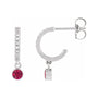 Sapphire Row Natural Gemstone & Diamond Pavé Hoop Earrings - Ruby, Platinum
