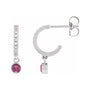 Sapphire Row Natural Gemstone & Diamond Pavé Hoop Earrings - Pink Tourmaline, 14K White Gold