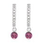 Sapphire Row Natural Gemstone & Diamond Pavé Hoop Earrings - Pink Tourmaline, 14K White Gold (view 2)