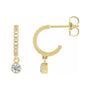 Sapphire Row Natural Gemstone & Diamond Pavé Hoop Earrings - White Sapphire, 14K Yellow Gold