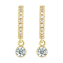 Sapphire Row Natural Gemstone & Diamond Pavé Hoop Earrings - White Sapphire, 14K Yellow Gold (view 2)