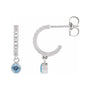 Sapphire Row Natural Gemstone & Diamond Pavé Hoop Earrings - Aquamarine, 14K White Gold