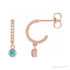 Sapphire Row Natural Gemstone & Diamond Pavé Hoop Earrings - Blue Zircon, 14K Rose Gold