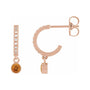 Sapphire Row Natural Gemstone & Diamond Pavé Hoop Earrings - Citrine, 14K Rose Gold