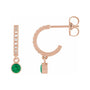 Sapphire Row Natural Gemstone & Diamond Pavé Hoop Earrings - Emerald, 14K Rose Gold